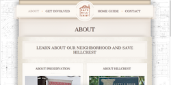 A screenshot of the Save Hillcrest! About Page